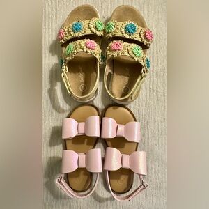 Cat & Jack Pink Bow Sandals and Tan Flower Sandals Toddler Girls 8 | Pink is NEW